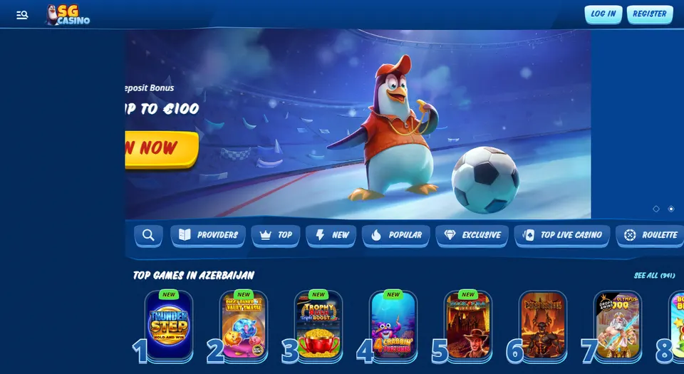 Homepage di SGCasino, casinò online con deposito minimo basso